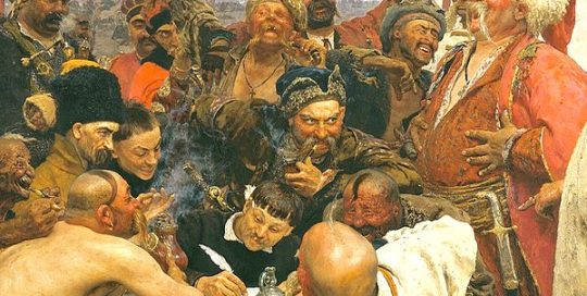 portada audioguía Cosacos zapórogos escribiendo una carta al Sultán_San Petersburgo_Rusia_ES